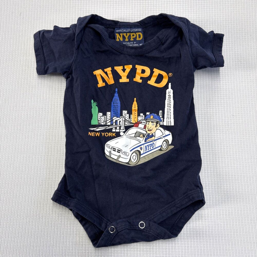 NYPD Unisex One Piece Bodysuit Screen Printed NYC Police Design - 12 Months